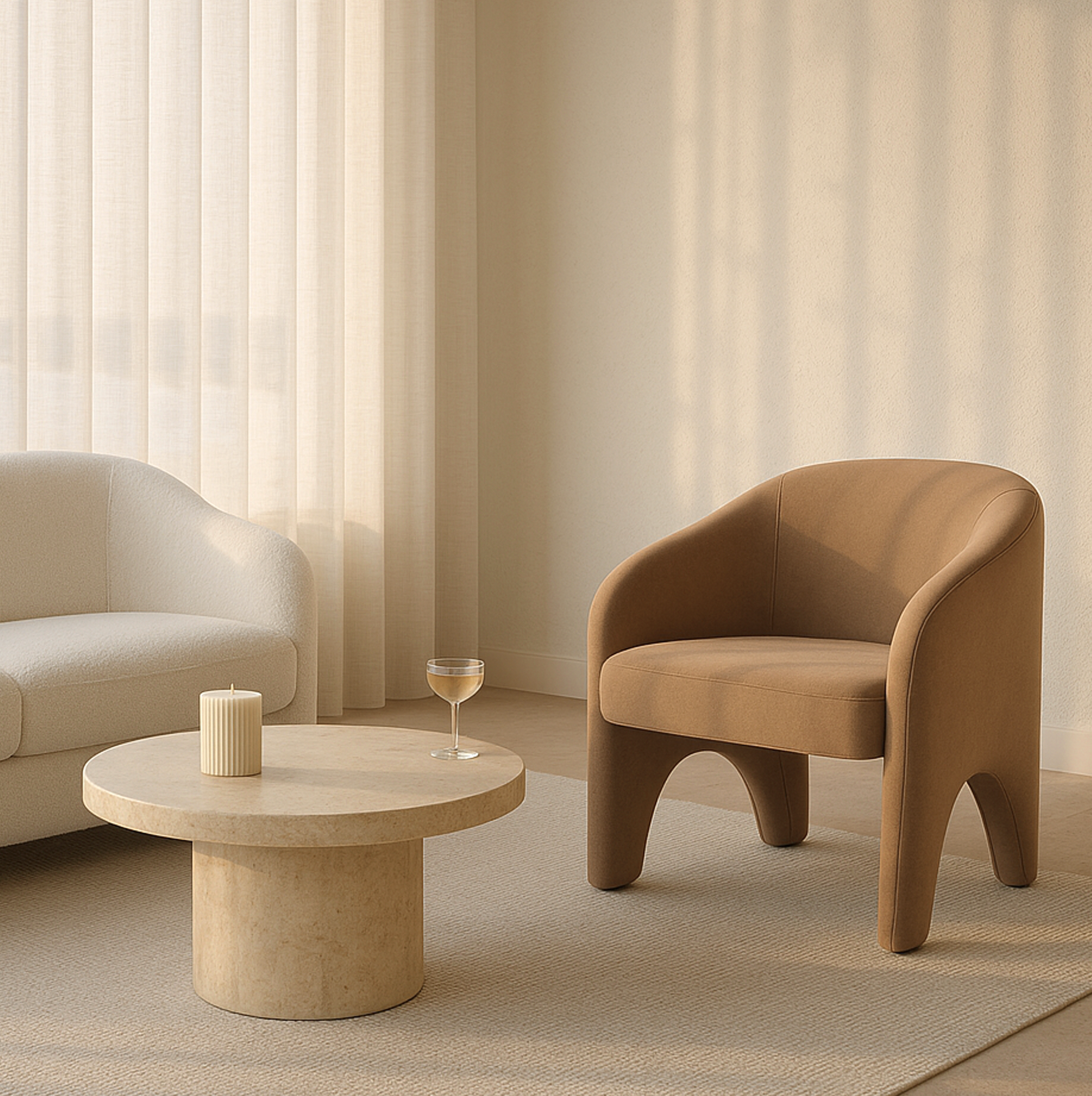 Korra Sculptural Accent Chair – Velvet Chocolate