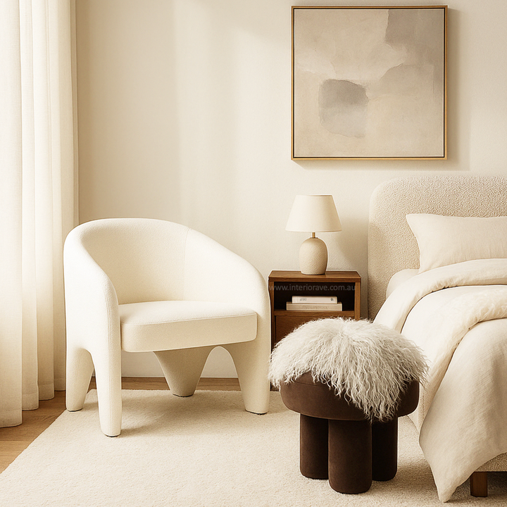 Korra Sculptural Accent Chair – White Chenille