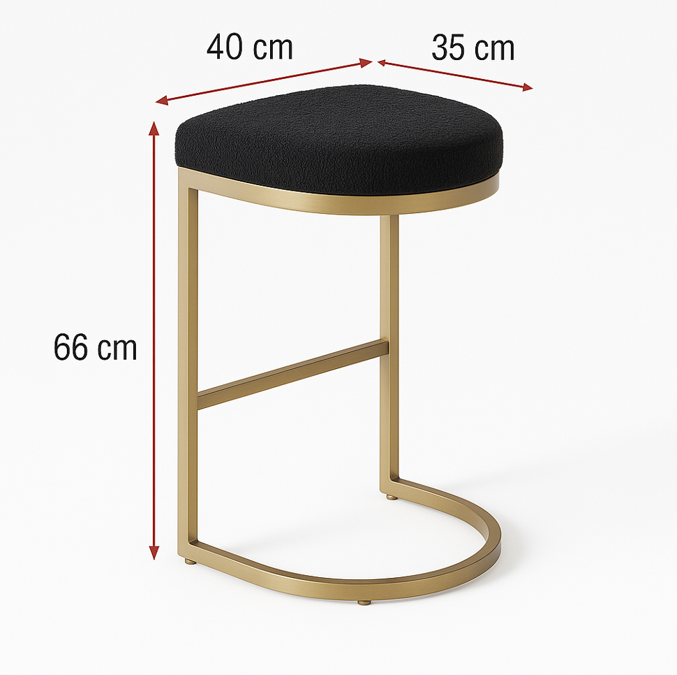 Korra Imperial - Black bouclé, Bar Stool
