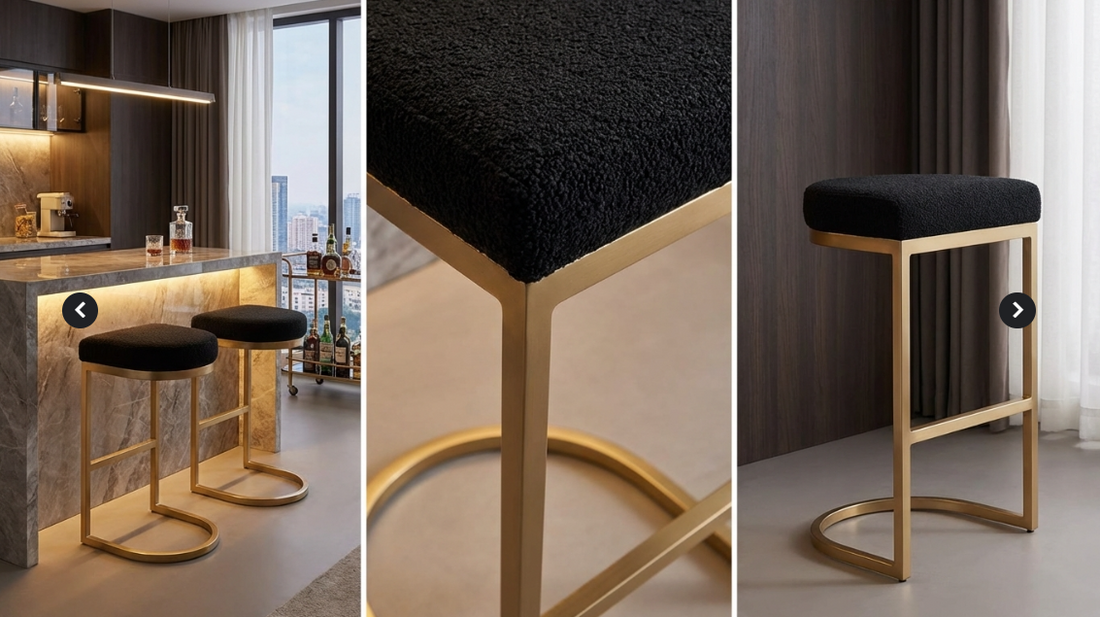 Korra Imperial - Black bouclé, Bar Stool