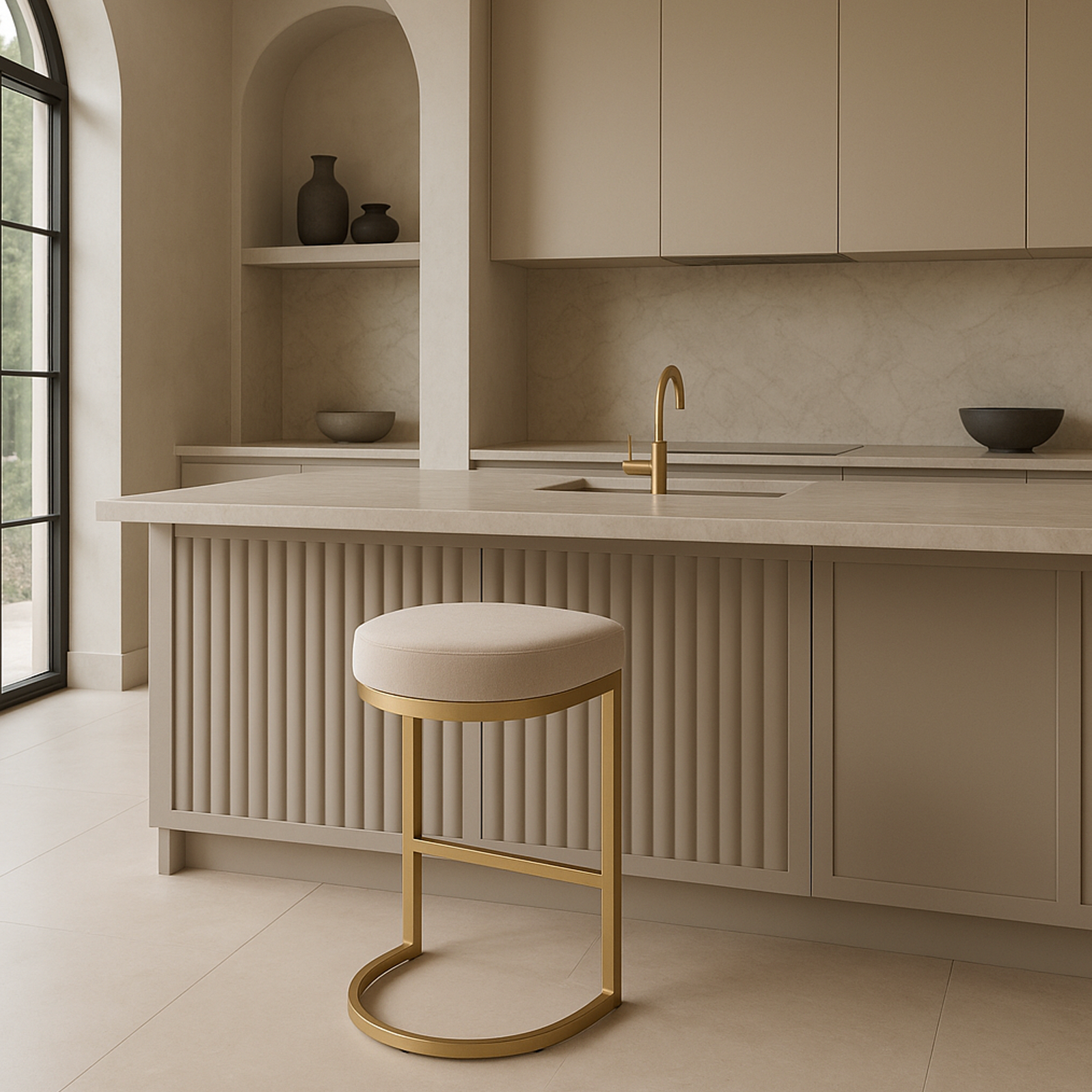 Korra Imperial - Light Taupe Velvet, Bar Stool
