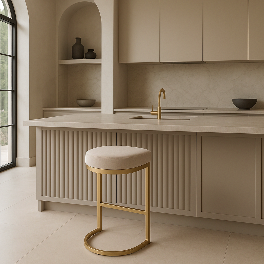 Korra Imperial - Light Taupe Velvet, Bar Stool