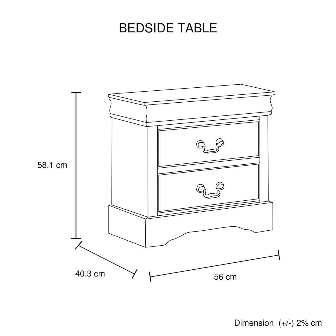 4 Pieces Bedroom Suite in Solid Wood & MDF Queen Size Grey Colour Bed, Bedside Table & Tallboy