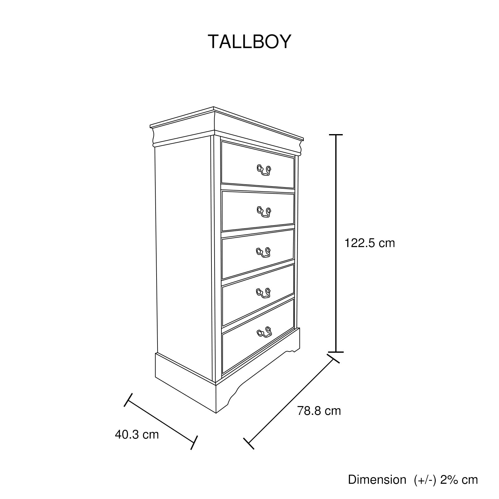 4 Pieces Bedroom Suite in Solid Wood & MDF Queen Size Grey Colour Bed, Bedside Table & Tallboy