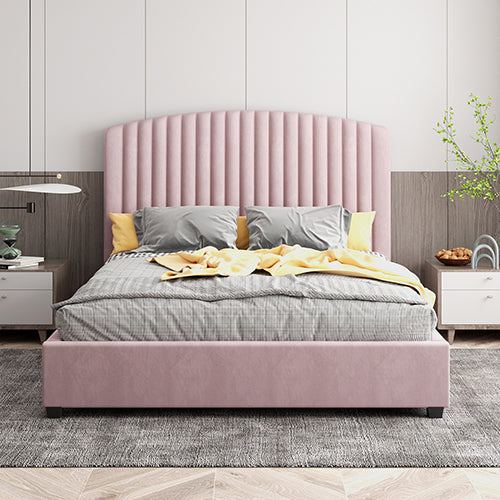 Chantelle Queen Bed Frame - Pink Velvet