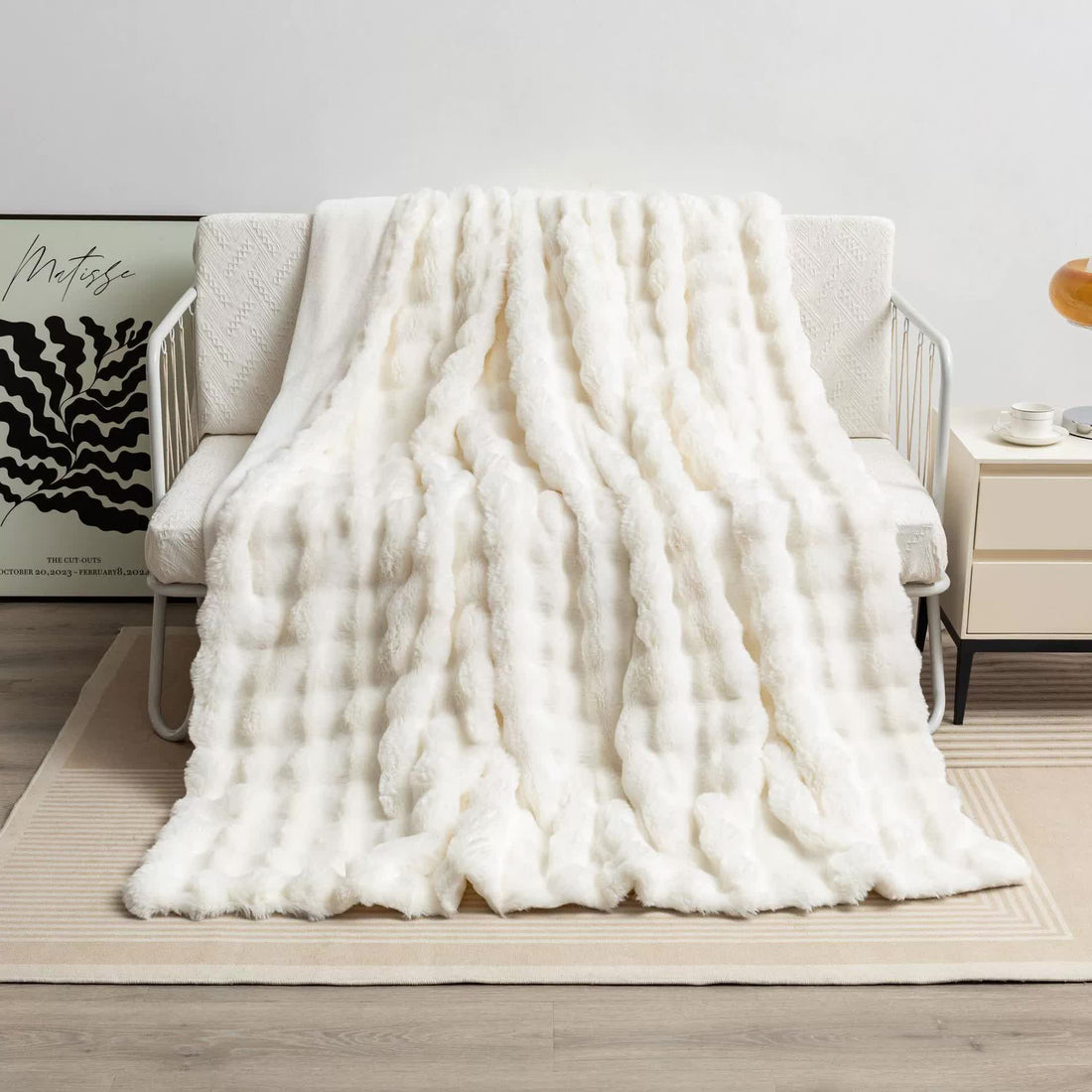 Off White 130*160cm Plush Toscana - Soft Flannel Fleece