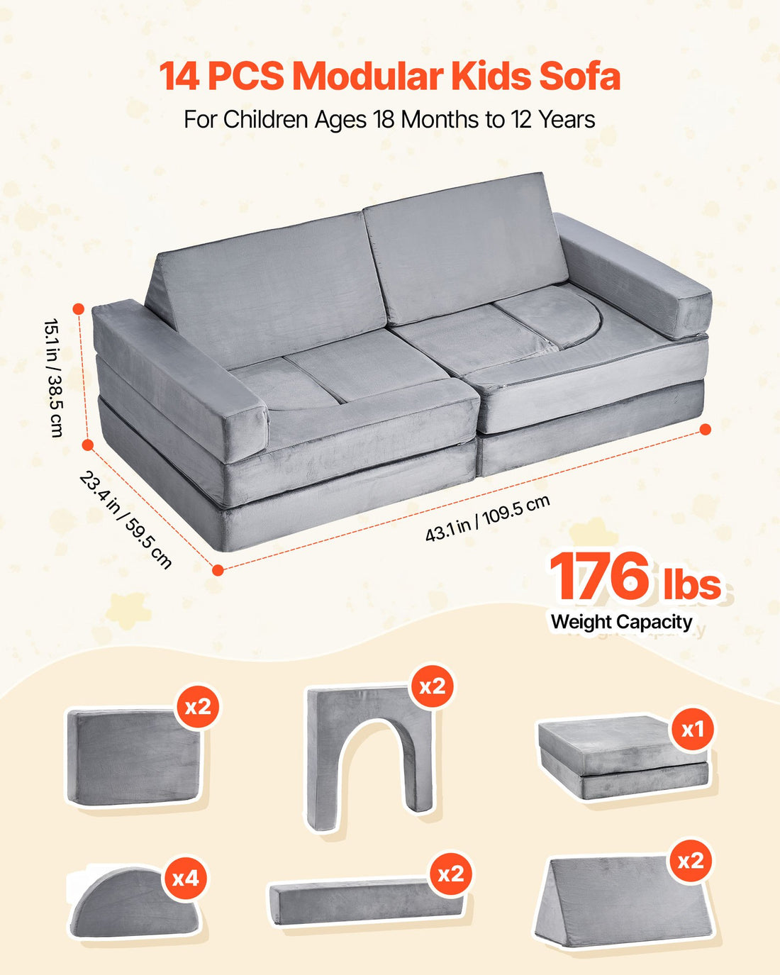 Korra Modular Kids Play Couch