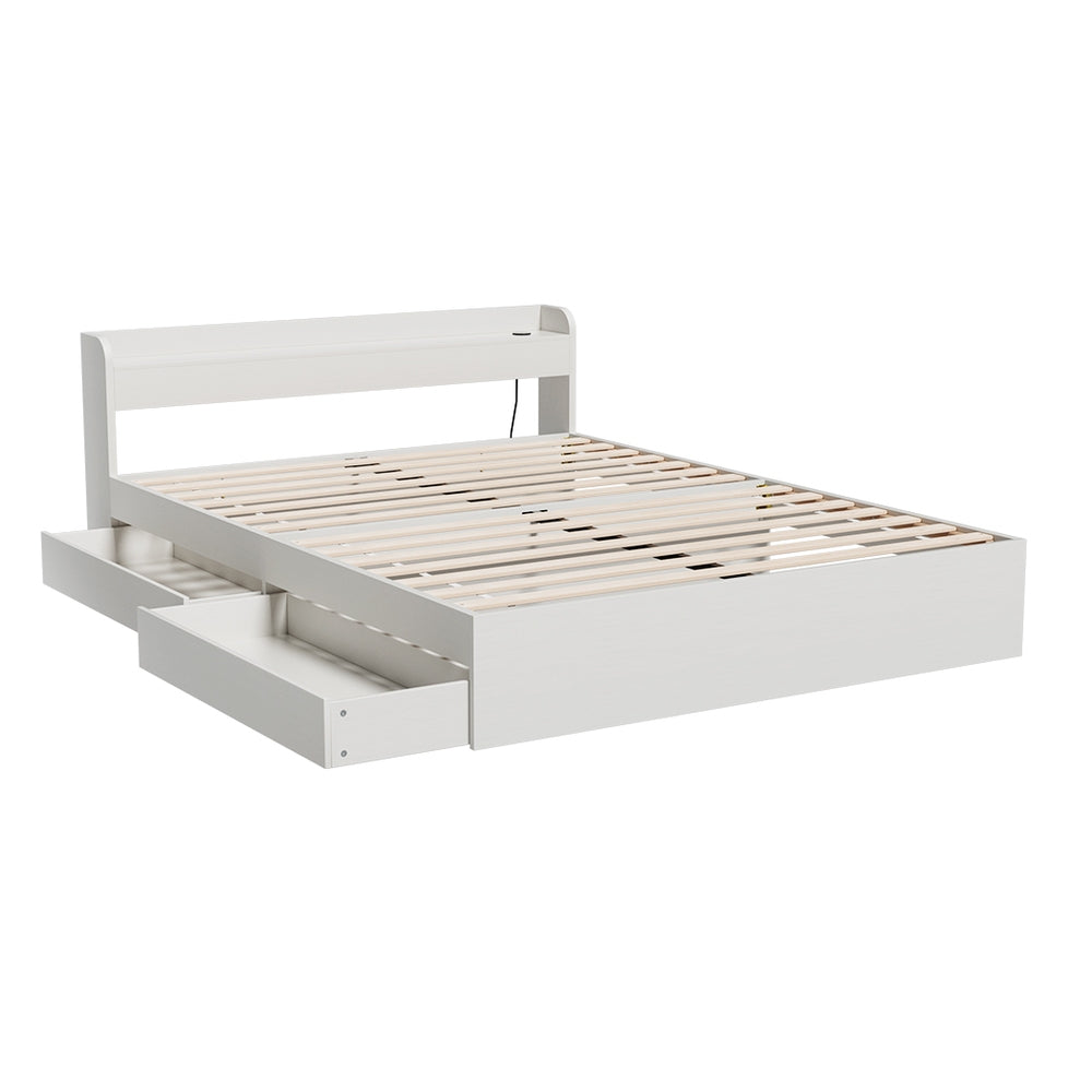 Korra Bed Frame Queen -  Charging Ports 2 Storage Drawers