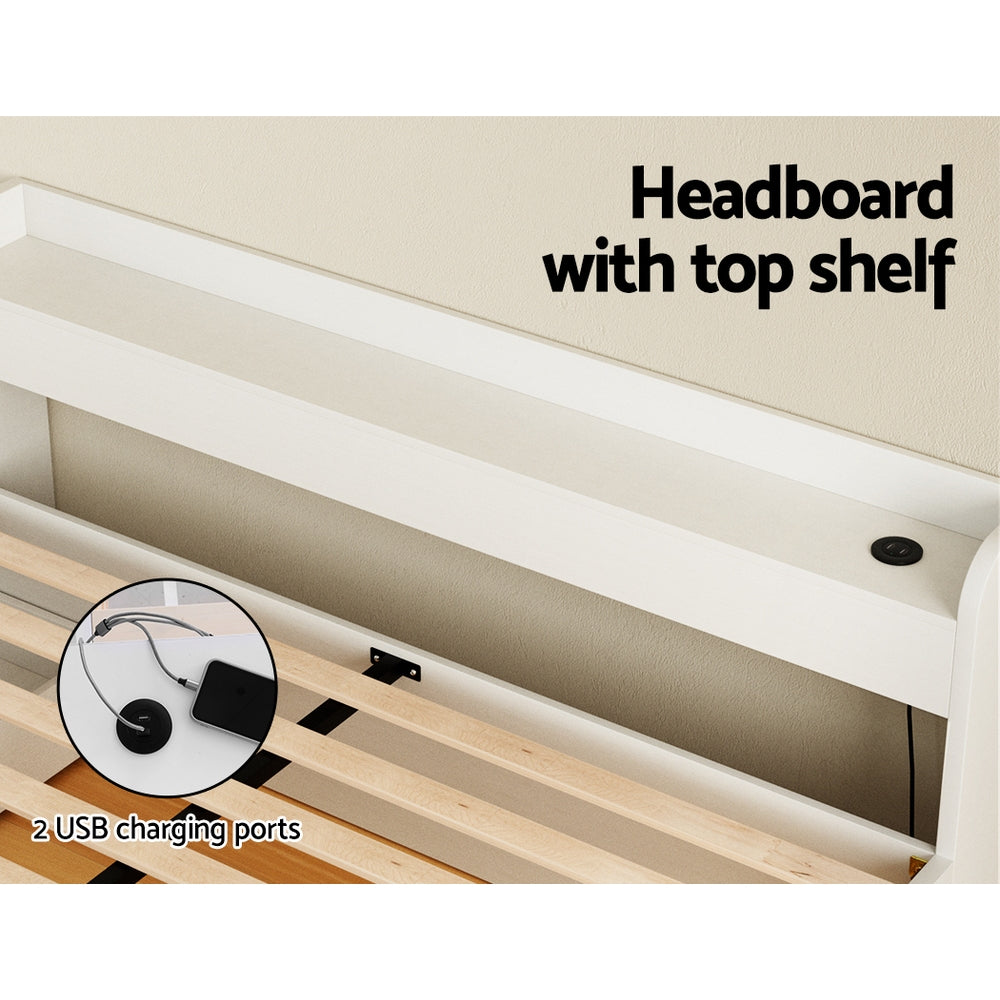 Korra Bed Frame Queen -  Charging Ports 2 Storage Drawers