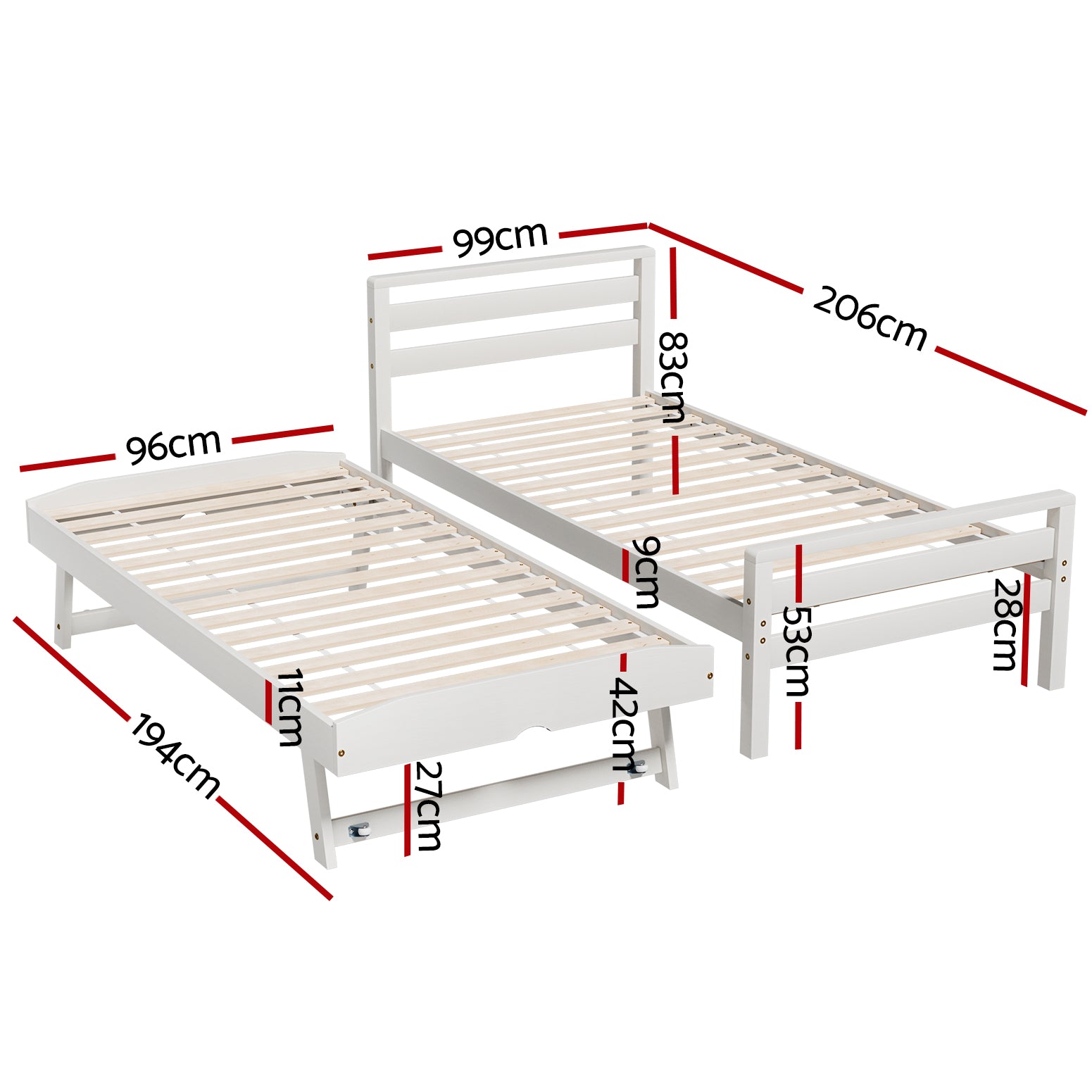 Willow - Single Bed Frame 2-in-1 Trundle