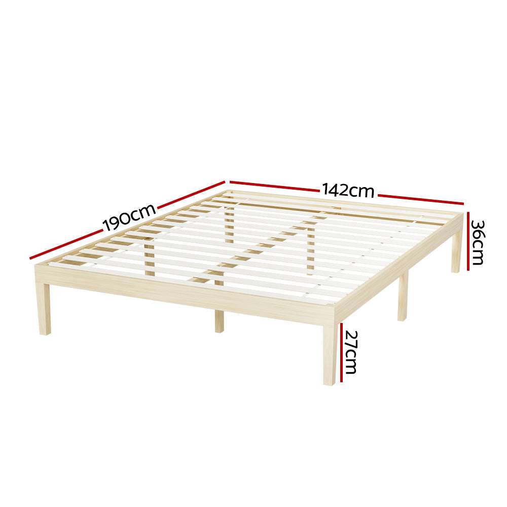 Korra Bed Frame Double Size Wooden Base Mattress Platform Timber Pine BRUNO
