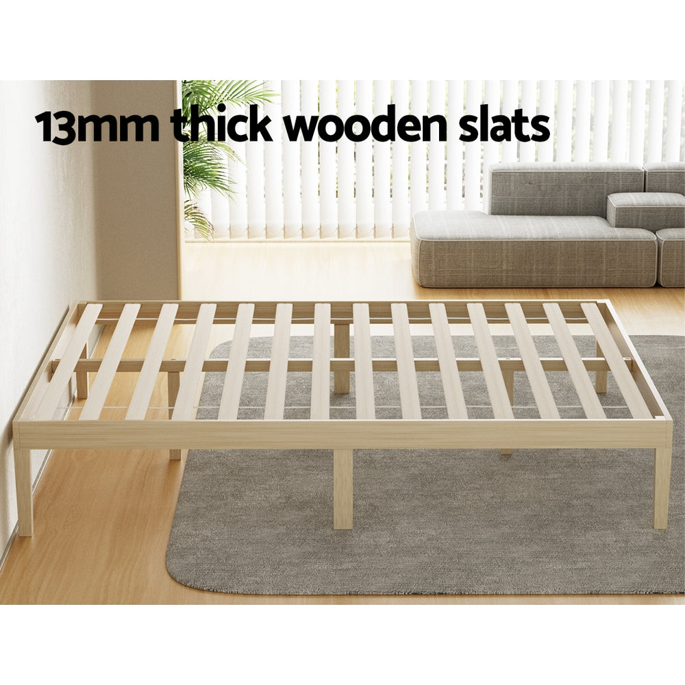 Korra Bed Frame Double Size Wooden Base Mattress Platform Timber Pine BRUNO