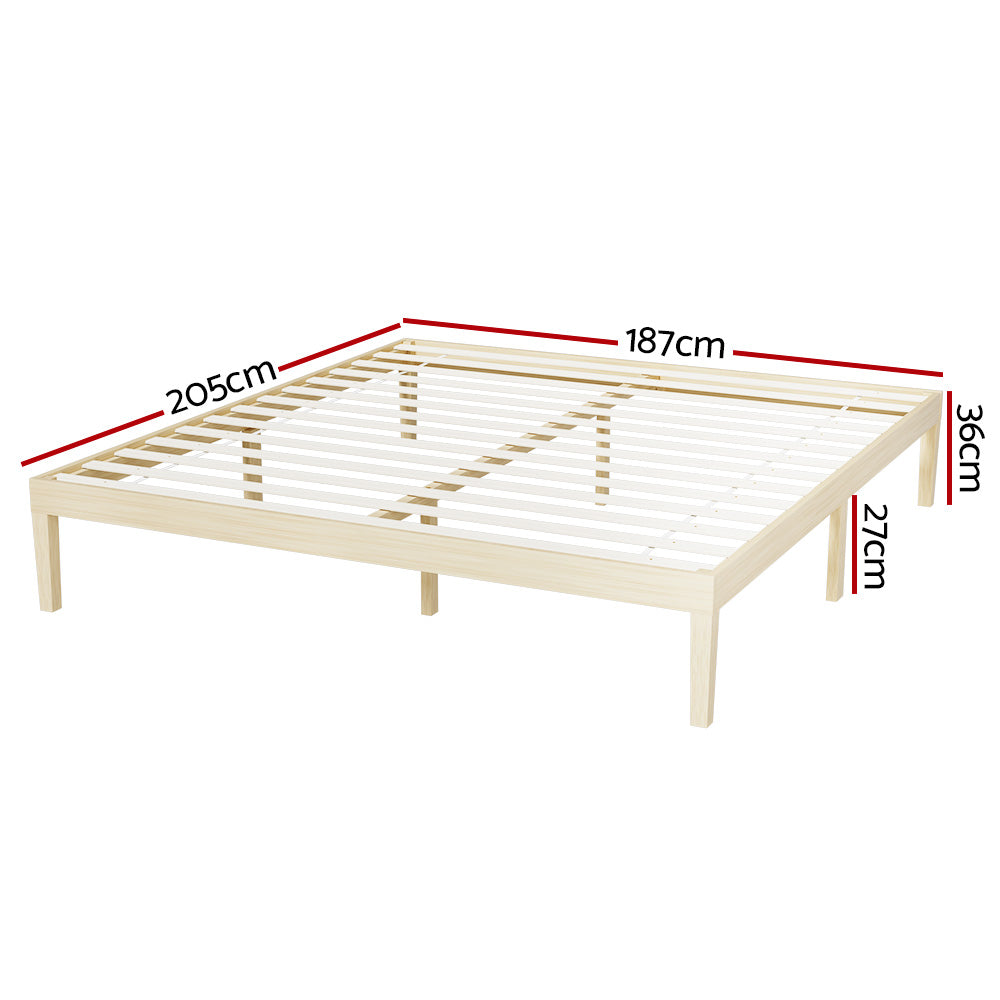 Korra Bed Frame King Size Wooden Base Mattress Platform Timber Pine BRUNO
