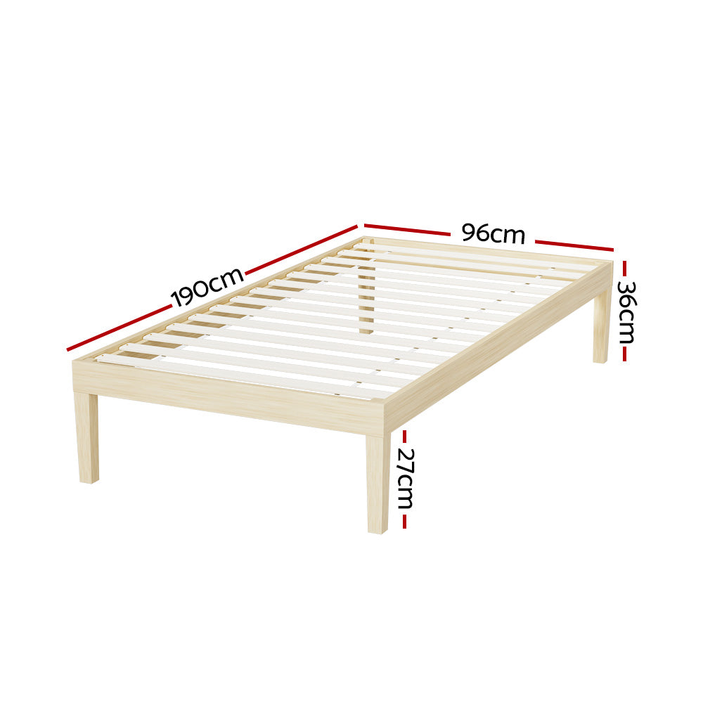 Korra Bed Frame Single Size Wooden Base Mattress Platform Timber Pine BRUNO