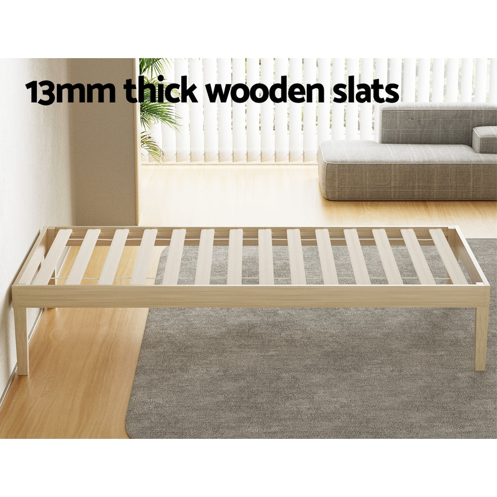 Korra Bed Frame Single Size Wooden Base Mattress Platform Timber Pine BRUNO