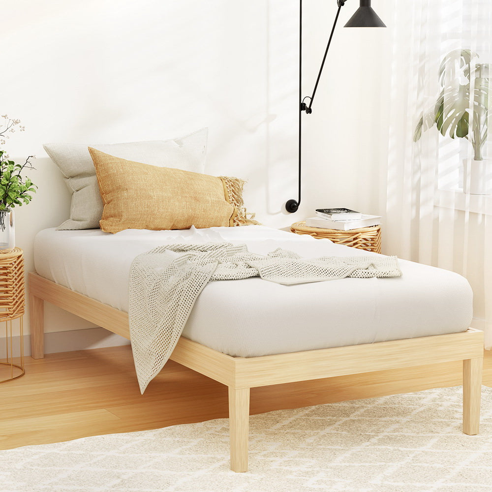 Korra Bed Frame Single Size Wooden Base Mattress Platform Timber Pine BRUNO