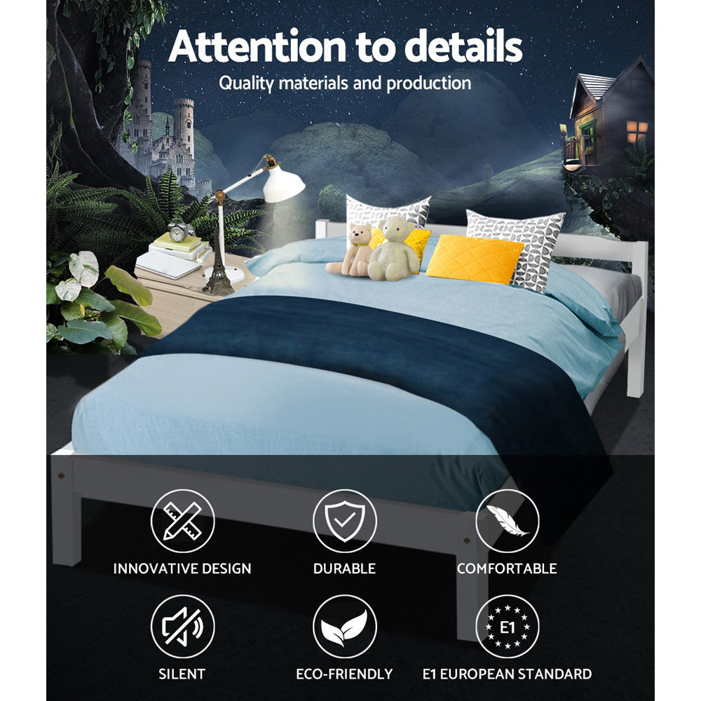 Korra Bed Frame Double Size Wooden White LEXI