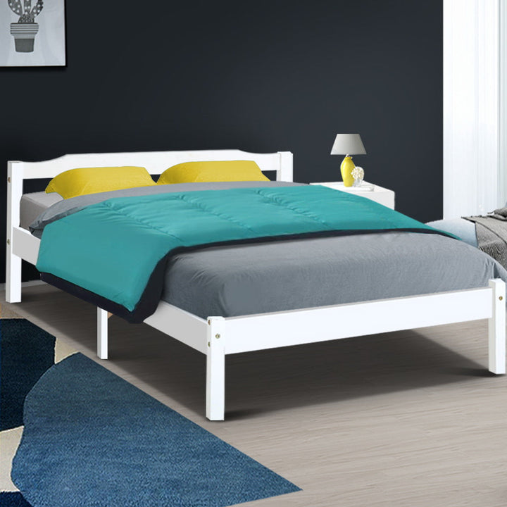 Korra Bed Frame Double Size Wooden White LEXI