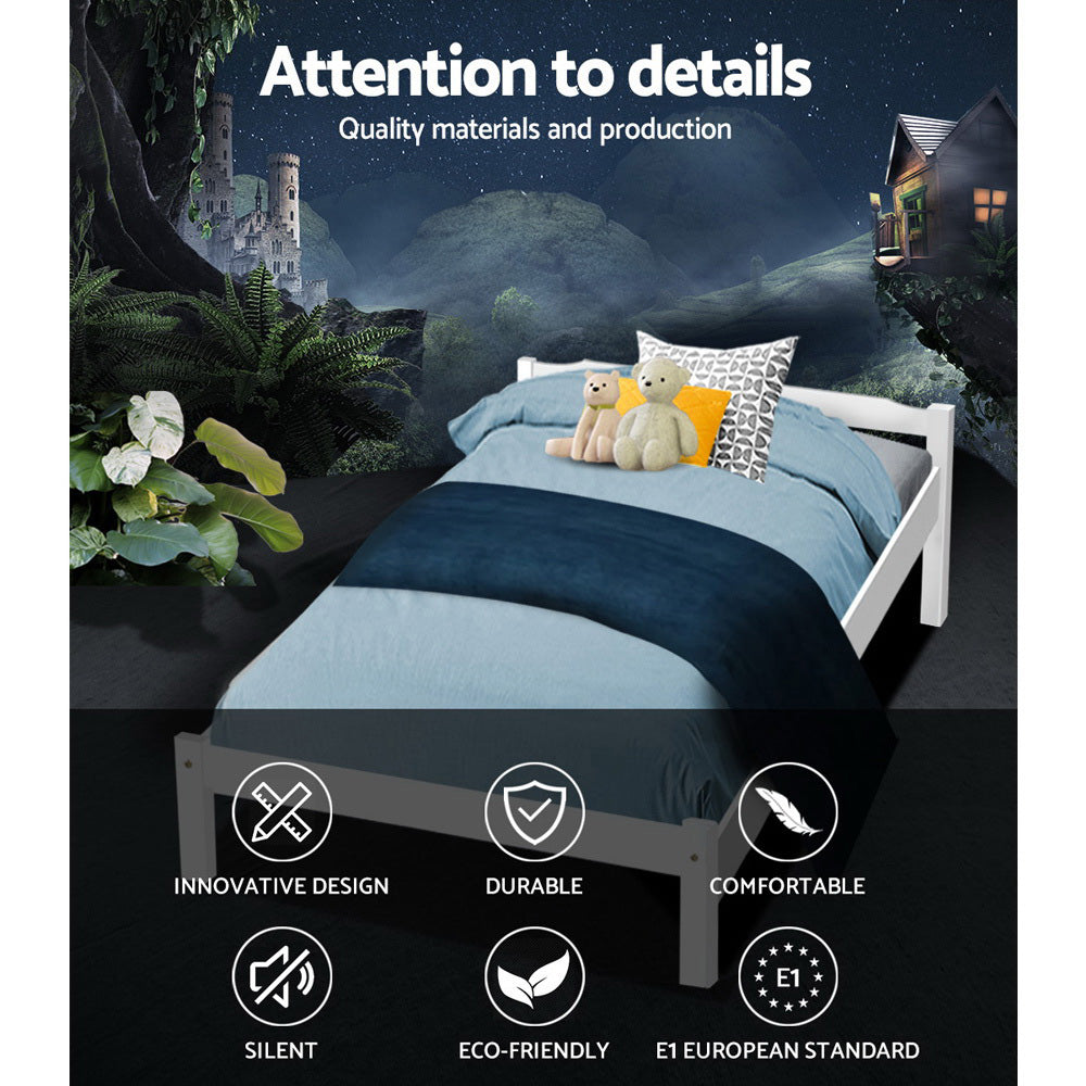 Korra Bed Frame King Single Size Wooden White LEXI