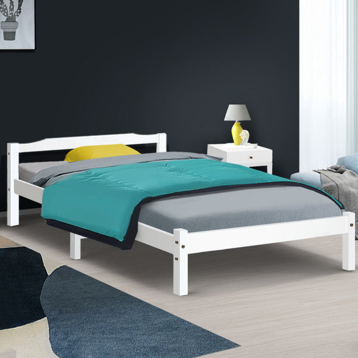 Korra Bed Frame King Single Size Wooden White LEXI