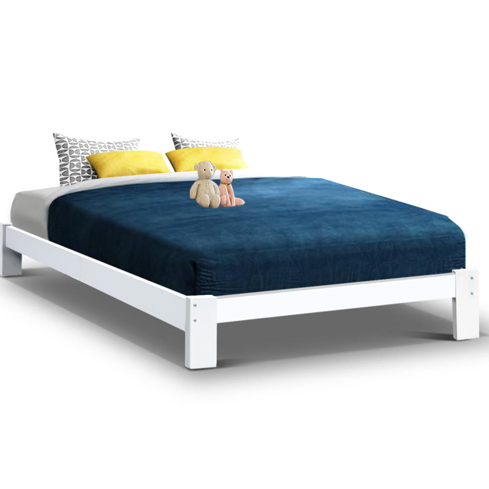 Korra Bed Frame Double Size Wooden White JADE