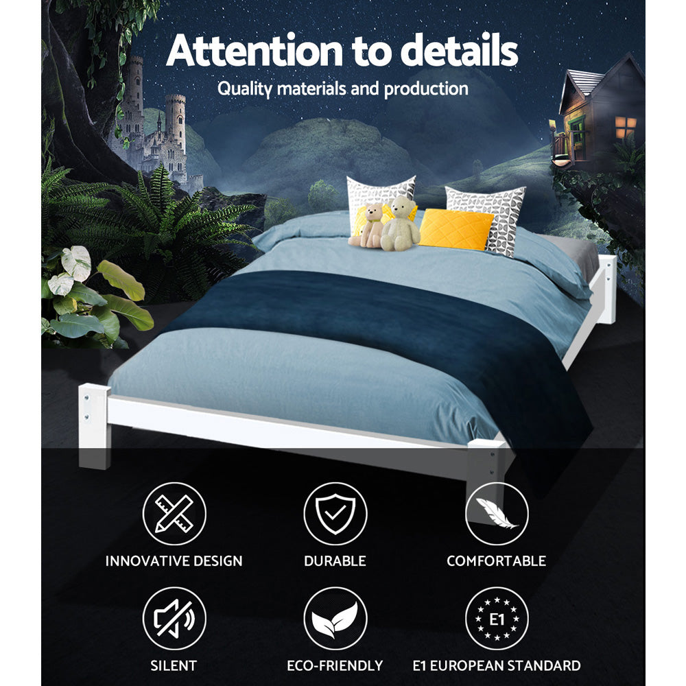 Korra Bed Frame Double Size Wooden White JADE