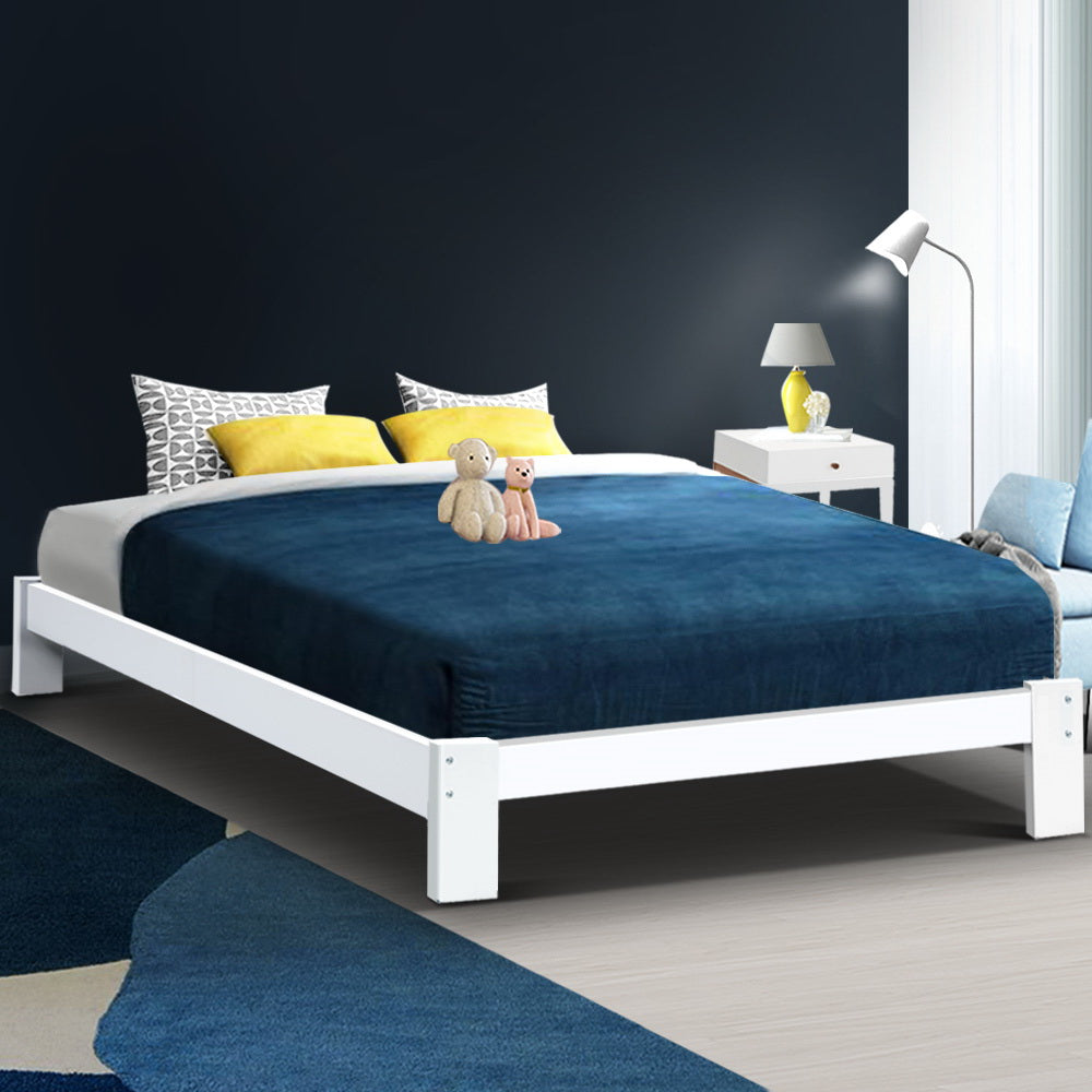 Korra Bed Frame Double Size Wooden White JADE