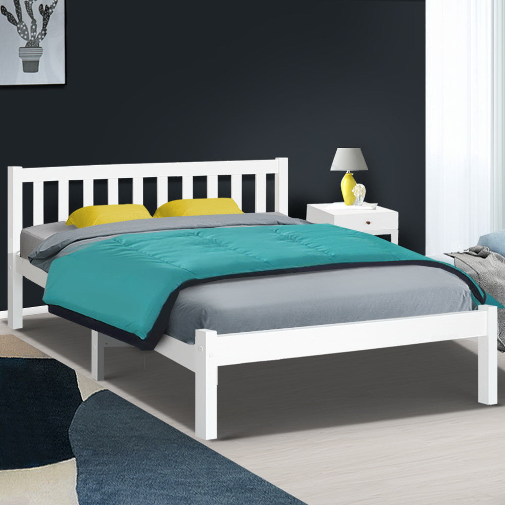 Korra Bed Frame Double Size Wooden White SOFIE