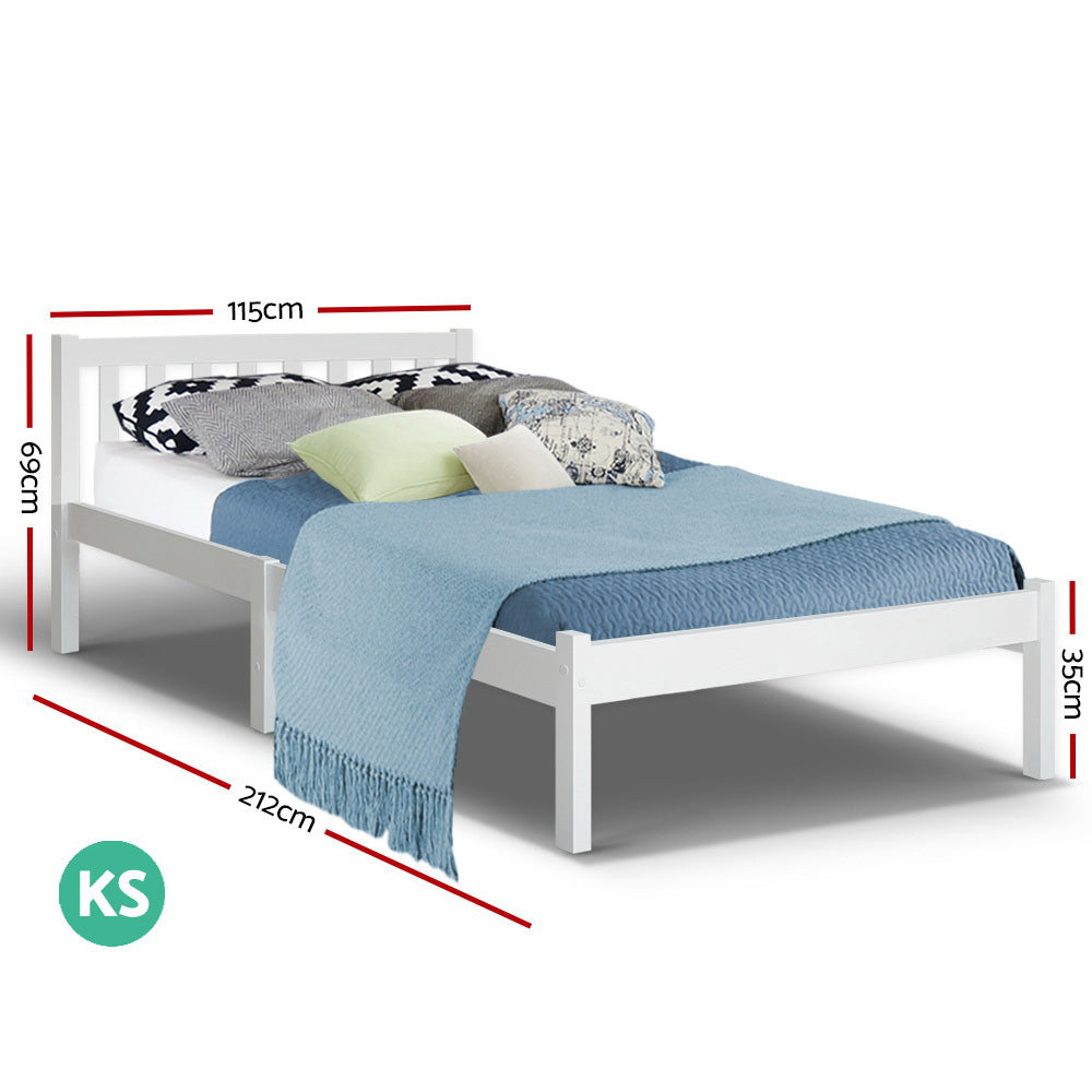 Korra Bed Frame King Single Size Wooden White SOFIE