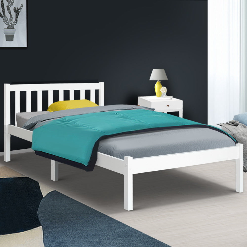 Korra Bed Frame King Single Size Wooden White SOFIE