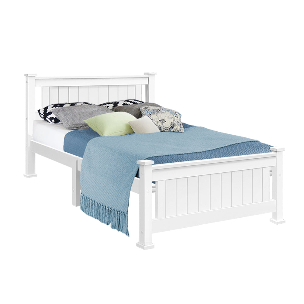 Korra Bed Frame King Single Size Wooden White RIO