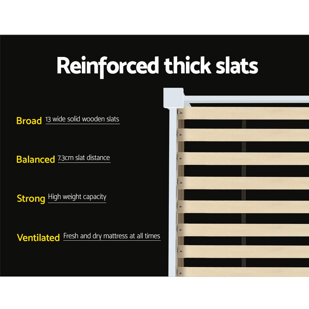 Korra Bed Frame King Single Size Wooden White RIO