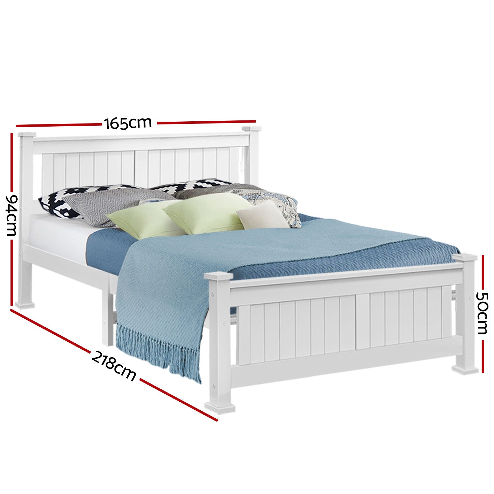 Korra Bed Frame Queen Size Wooden White RIO
