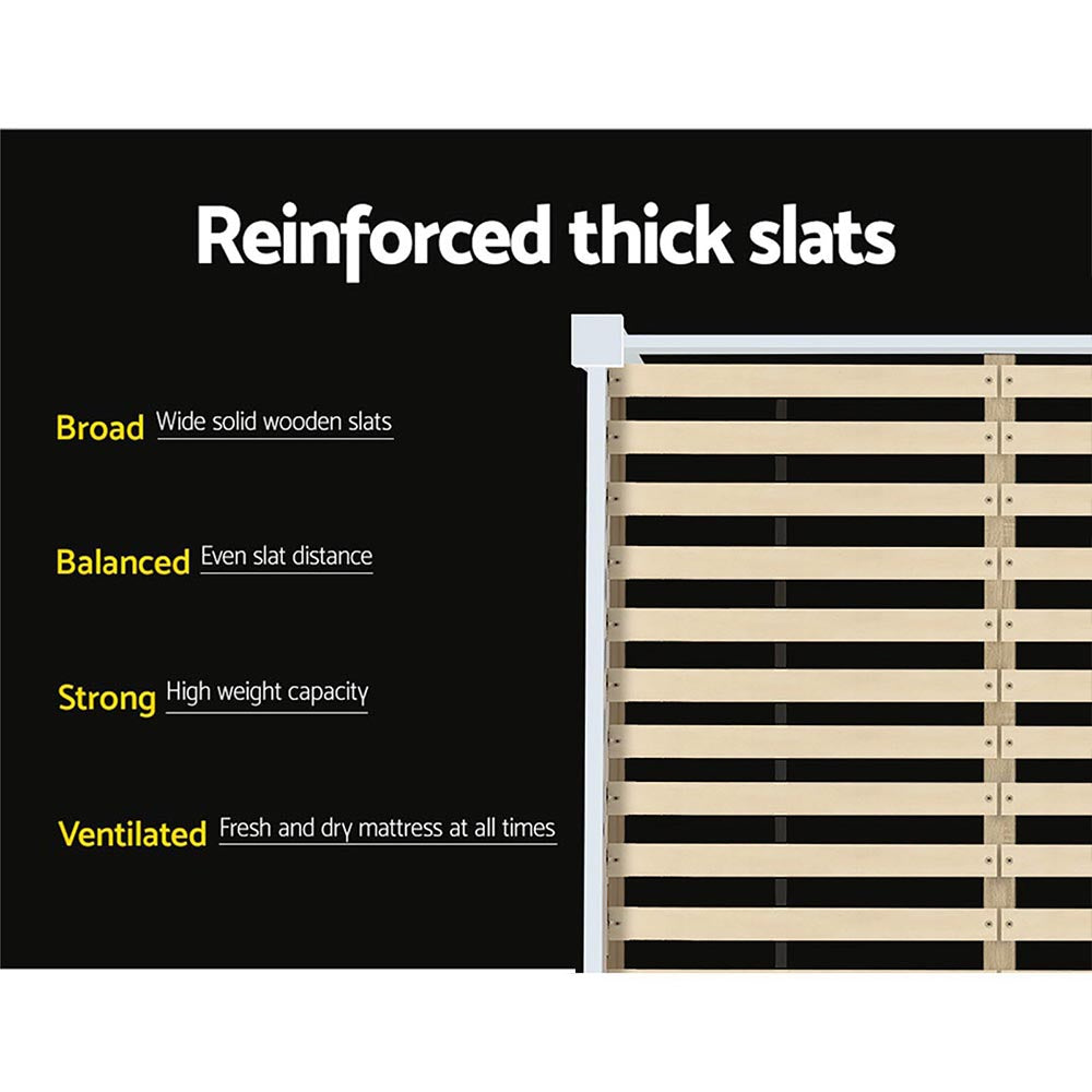 Korra Bed Frame Queen Size Wooden White RIO