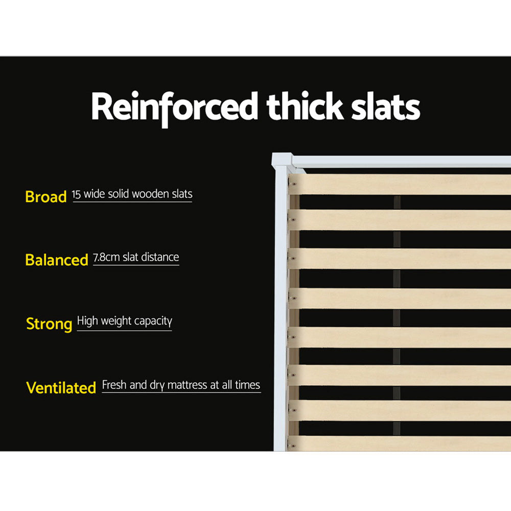 Korra Bed Frame King Single Size Wooden Trundle Daybed White ELVIS