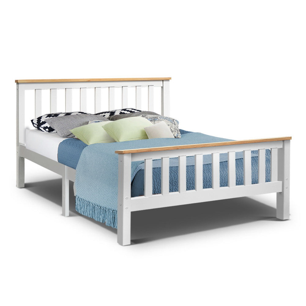 Korra Bed Frame Double Size Wooden White PONY