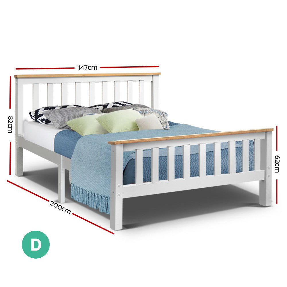 Korra Bed Frame Double Size Wooden White PONY