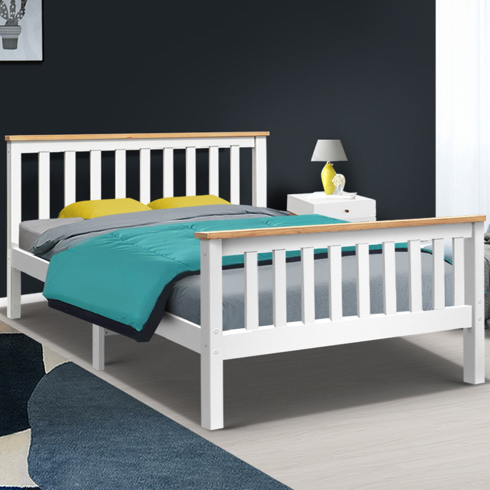 Korra Bed Frame Double Size Wooden White PONY