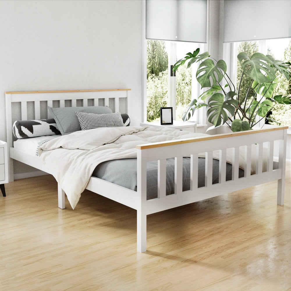 Korra Bed Frame Double Size Wooden White PONY