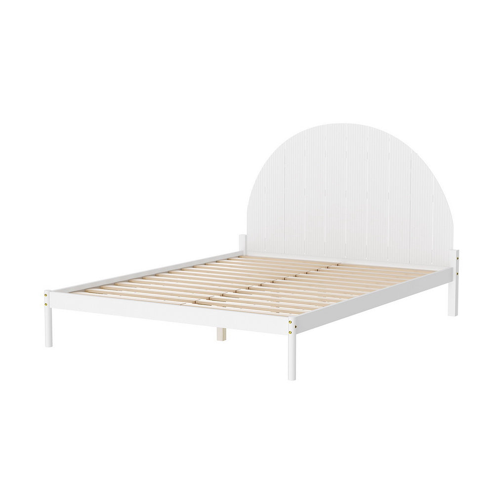 Korra Bed Frame Queen Size Wooden White DALY