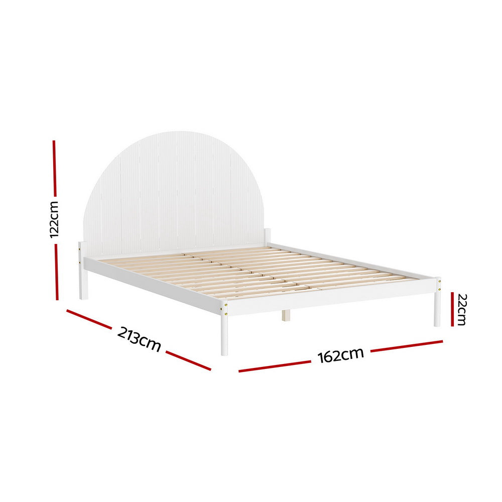 Korra Bed Frame Queen Size Wooden White DALY