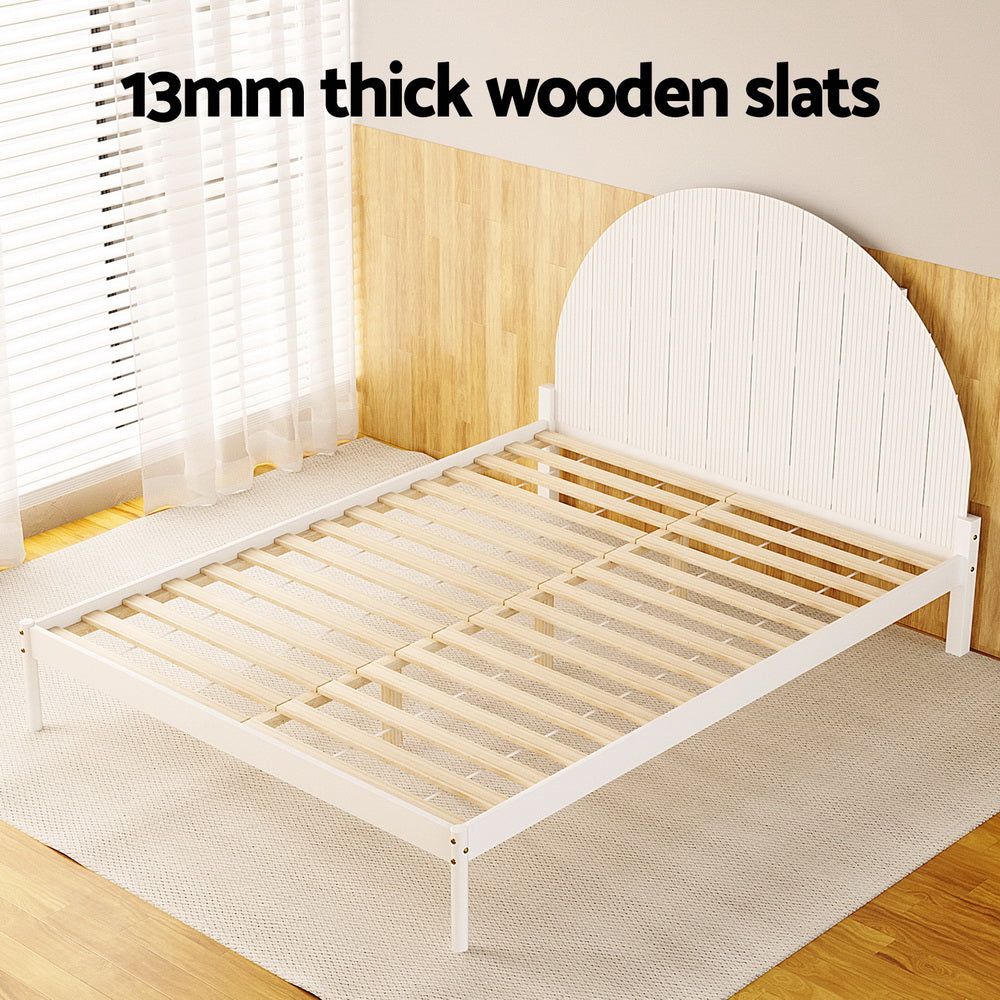 Korra Bed Frame Queen Size Wooden White DALY