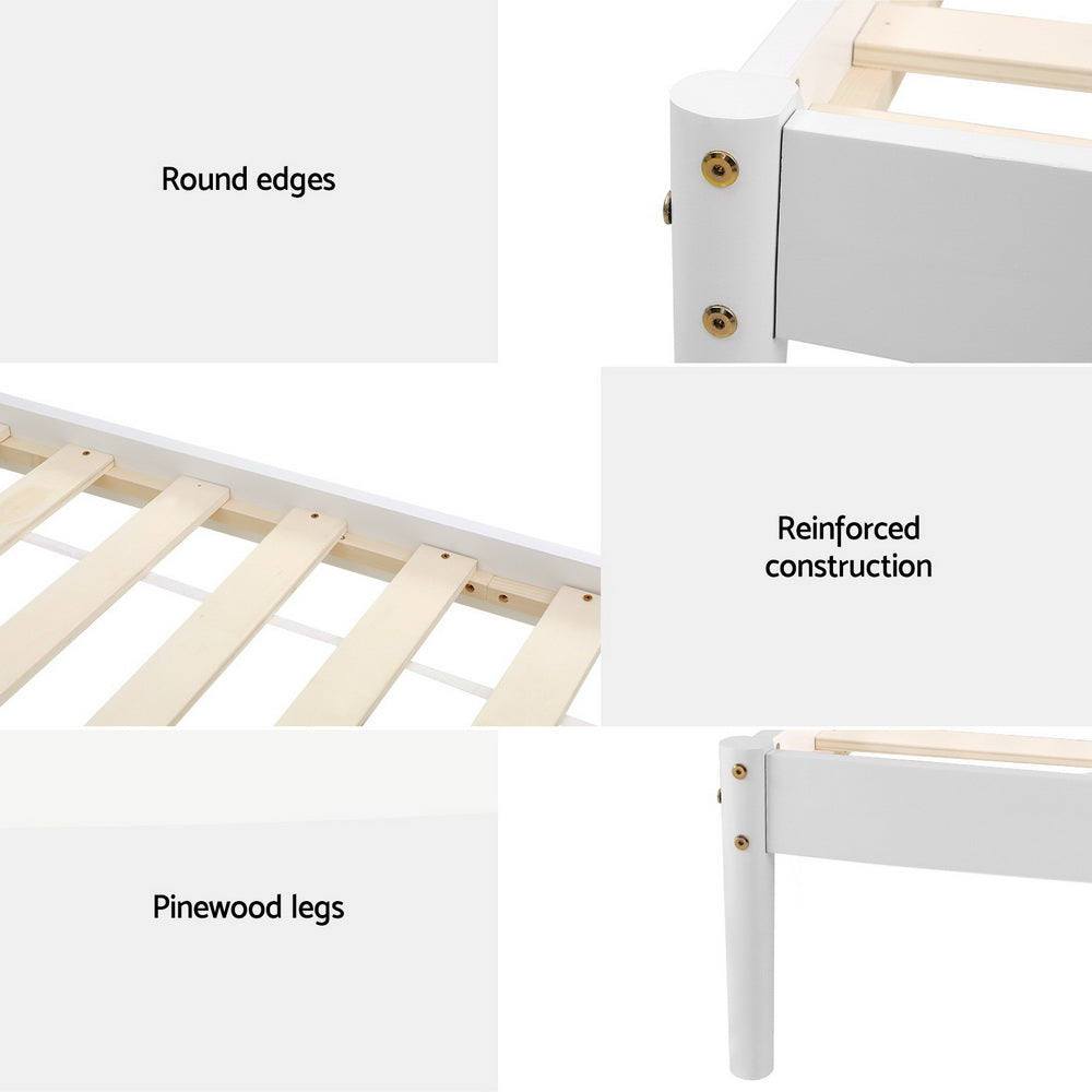 Korra Bed Frame Queen Size Wooden White DALY