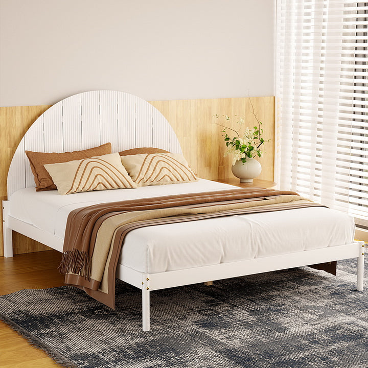 Korra Bed Frame Queen Size Wooden White DALY