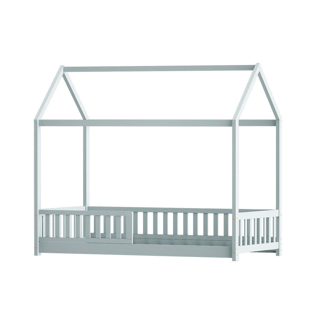 Korra Bed Frame Wooden Kids House Frame Grey ROCK