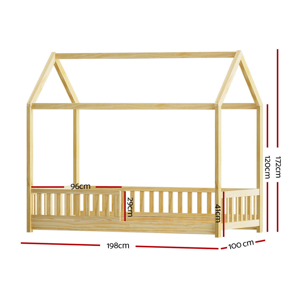 Korra Bed Frame Wooden Kids House Frame Oak ROCK