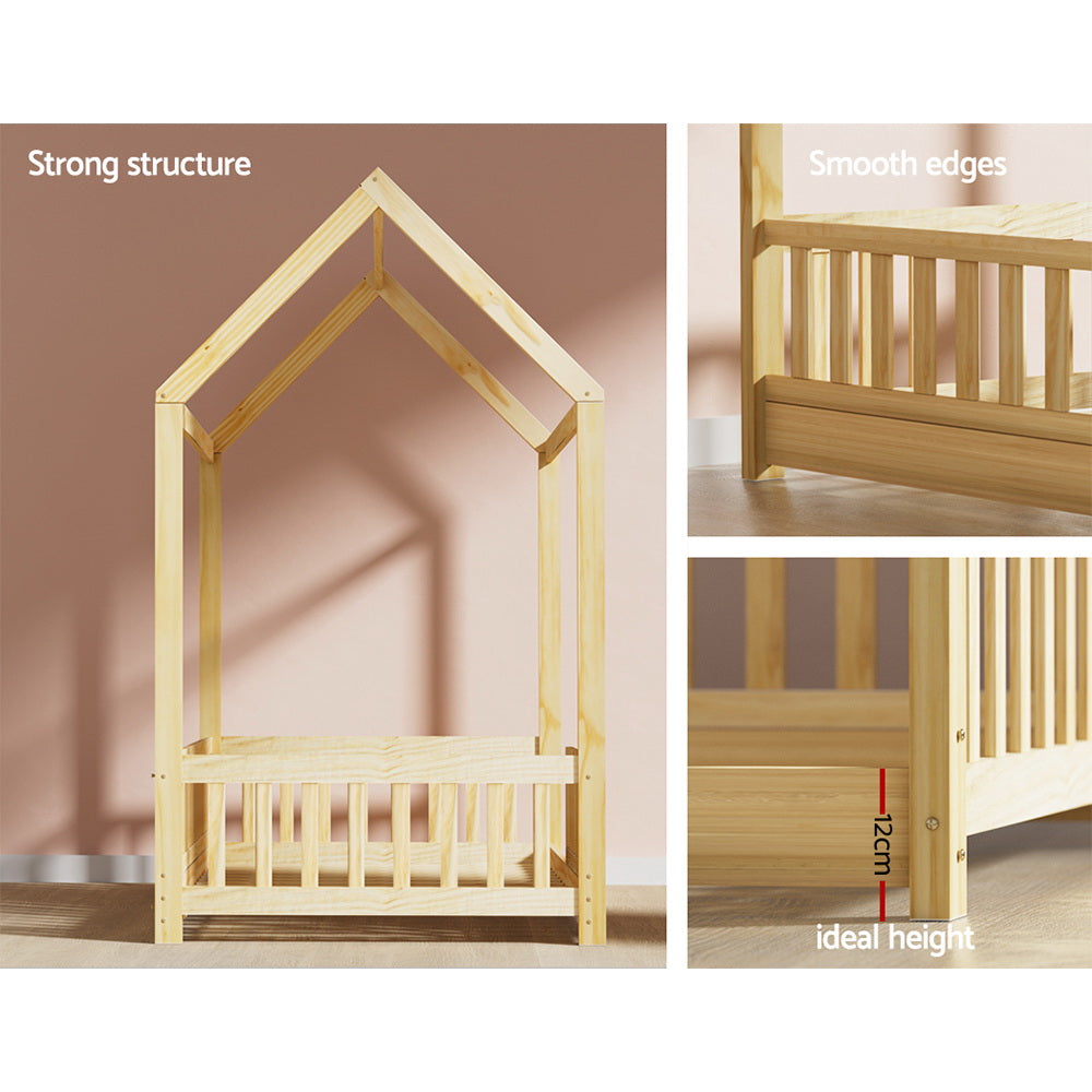 Korra Bed Frame Wooden Kids House Frame Oak ROCK