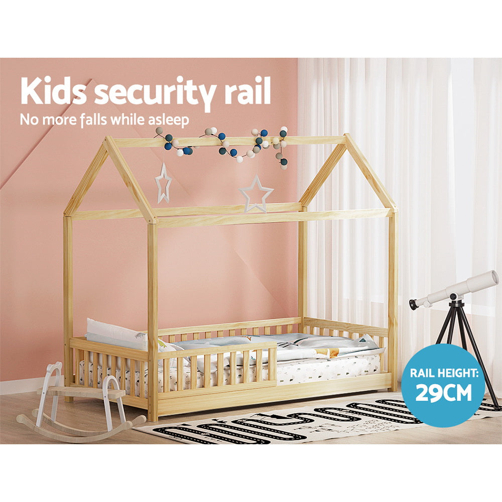 Korra Bed Frame Wooden Kids House Frame Oak ROCK