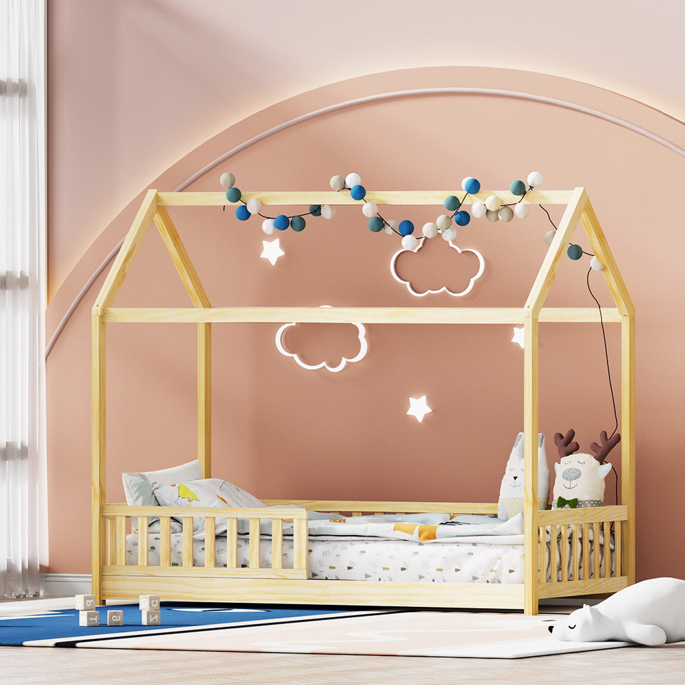 Korra Bed Frame Wooden Kids House Frame Oak ROCK