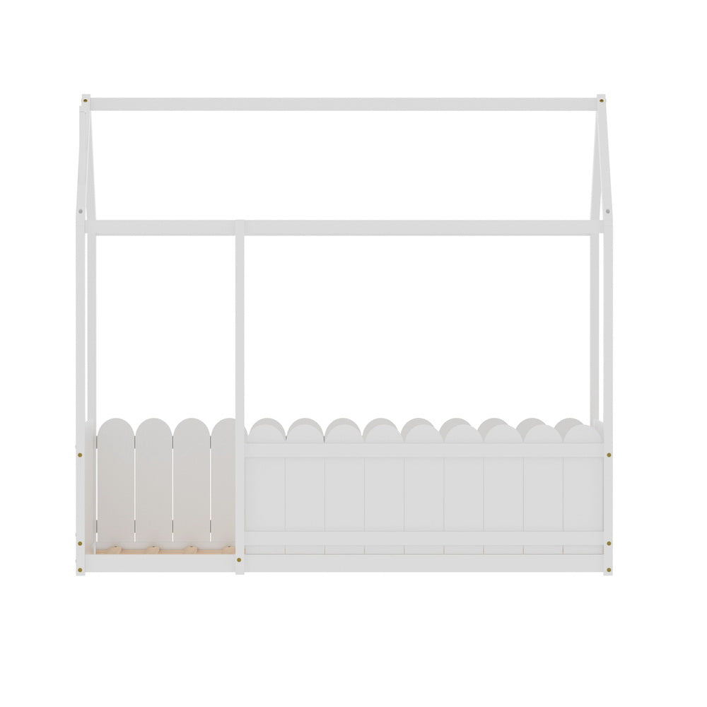 Korra Bed Frame Wooden Kids House Single Frame White KORI